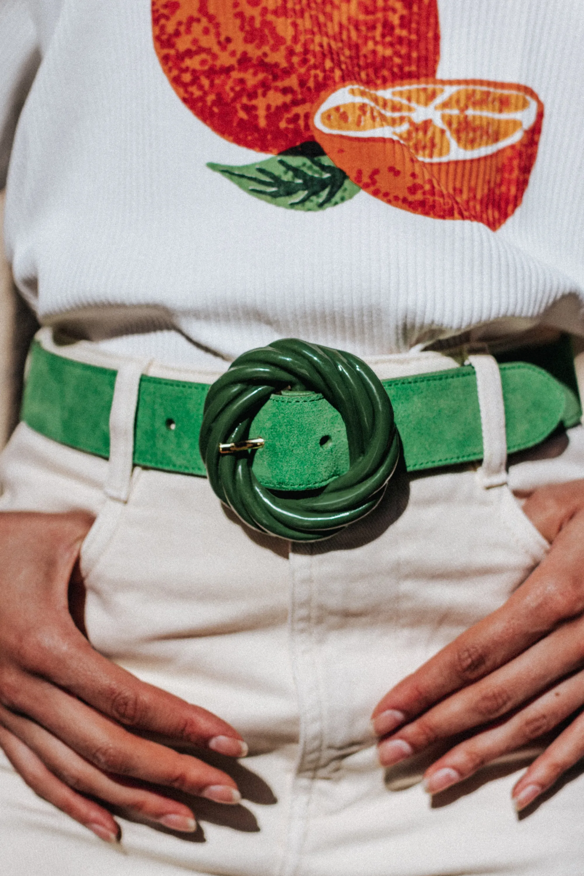 Make My Lemonade Ceintures^CEINTURE TORSADE SUEDE GREEN